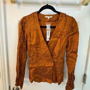 Willow & Clay Rust Animal-Print Wrap Blouse